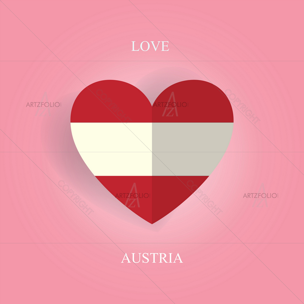 Heart Shaped Austria Flag — Countries custom art by ArtzFolio