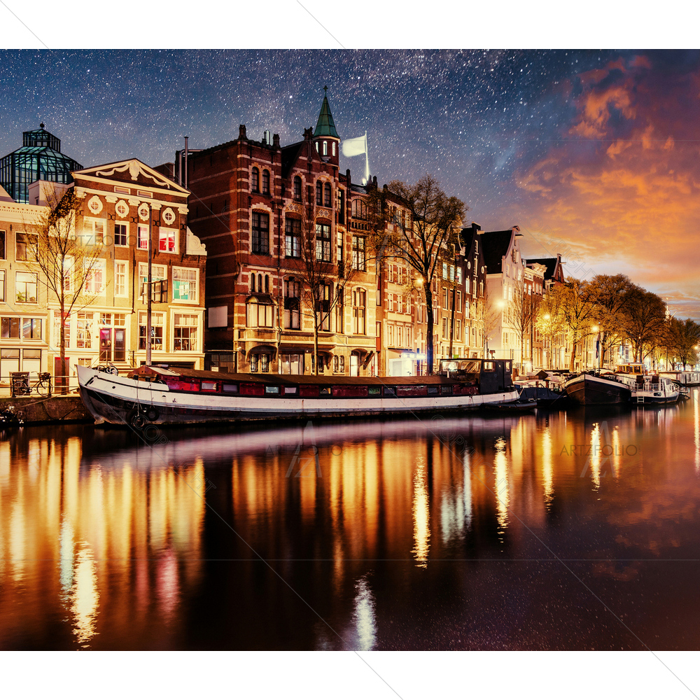 Night View, Amsterdam D8 — Devotional custom art by ArtzFolio