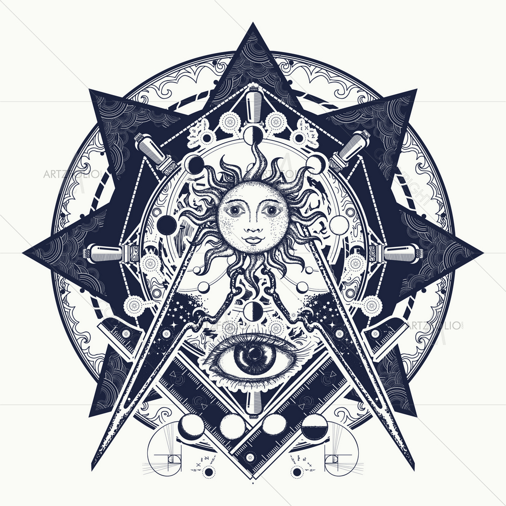 Masonic Symbol Tattoo Image — Devotional custom art by ArtzFolio