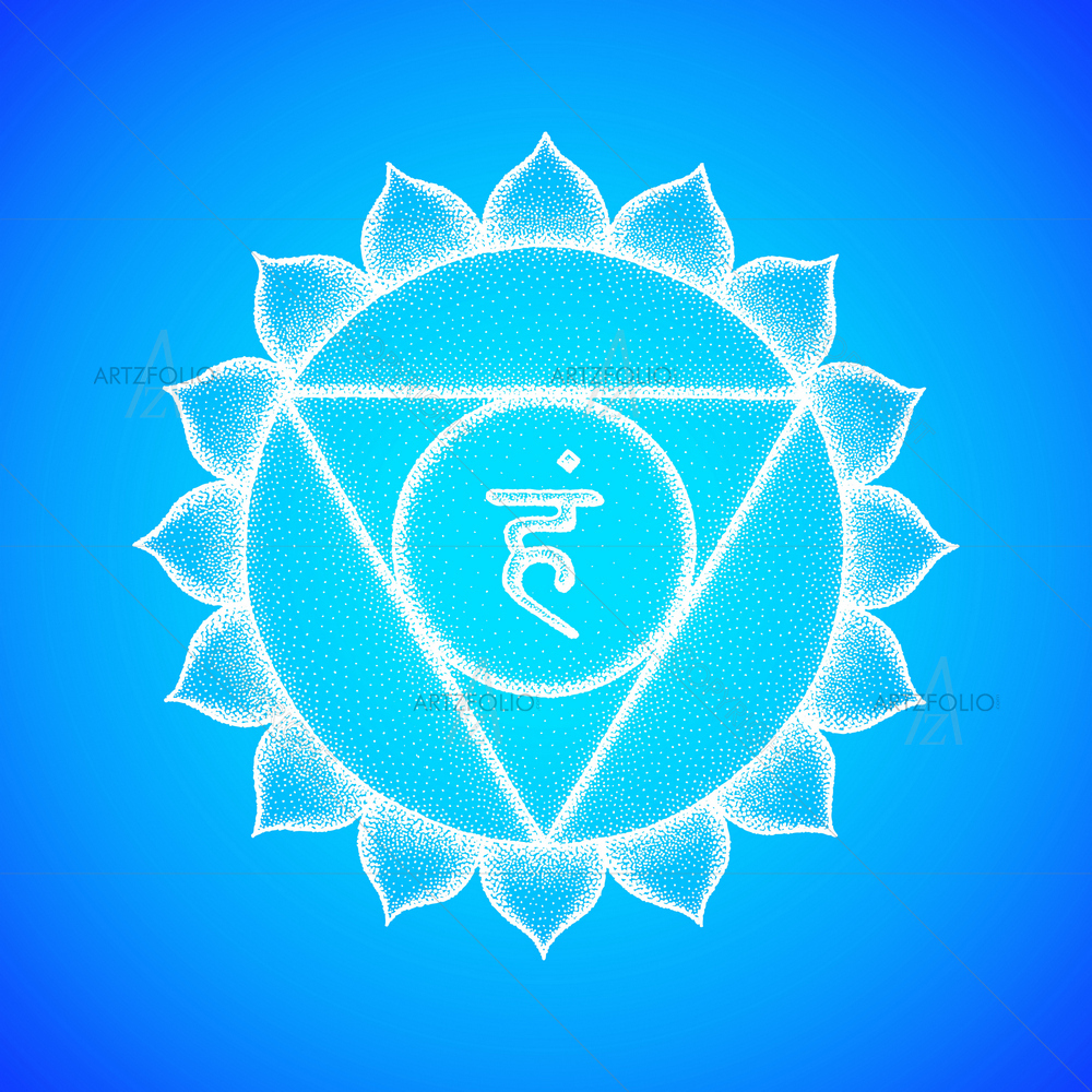 Fifth Vishuddha Throat Chakra Sanskrit Mantra D2 — custom-size art design 5012772