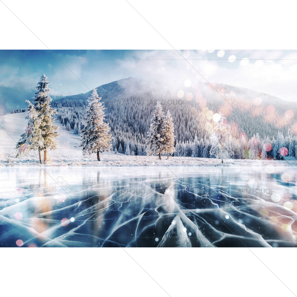 Cracks on Blue Ice Surface, Europe D2 — custom-size art design 5012782