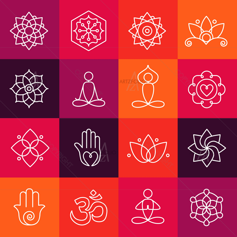 Collection of Yoga Icons — custom-size art design 5012785