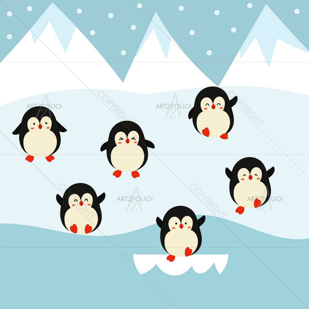 Cute Penguins — custom-size art design 5012787
