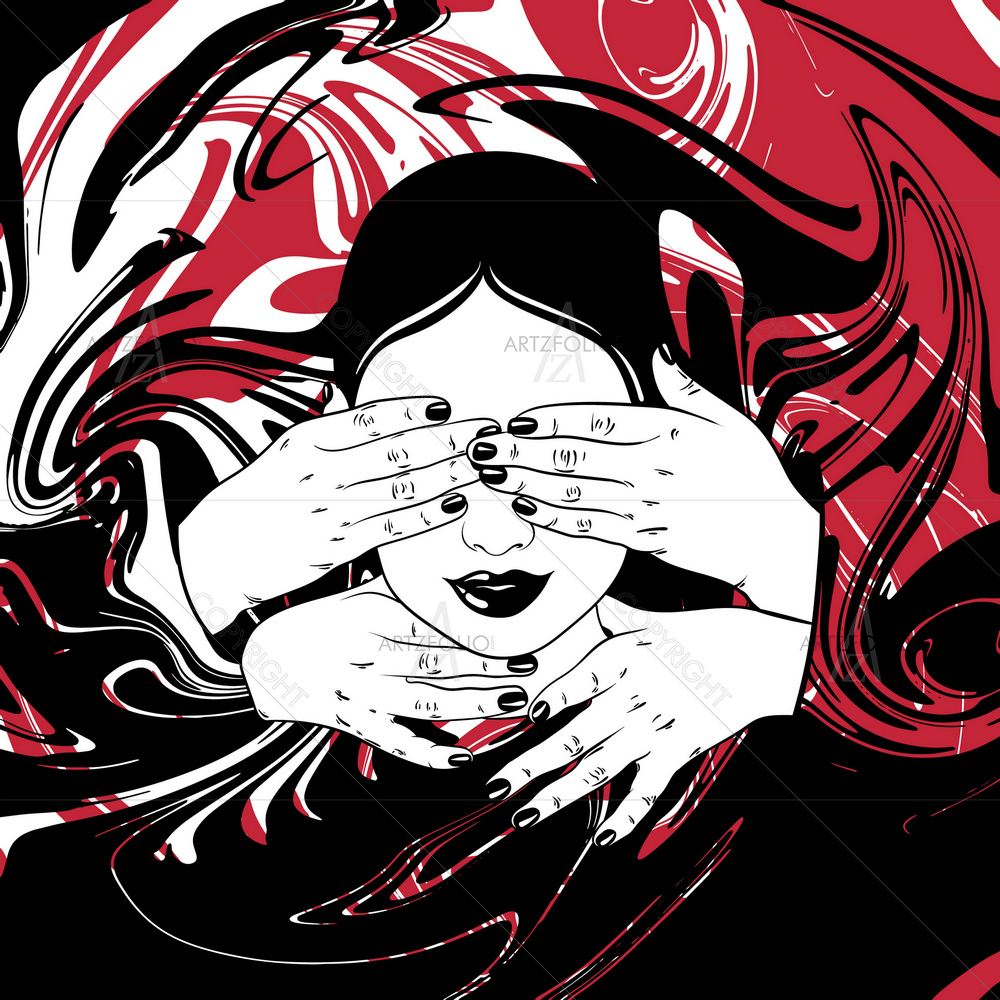 Head with Hands — custom-size art design 5012796