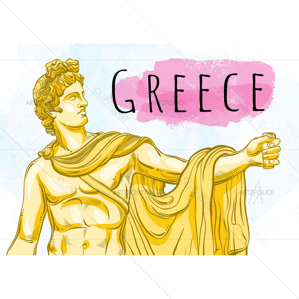 God Apollon Portrait — Fluid marble custom art by ArtzFolio