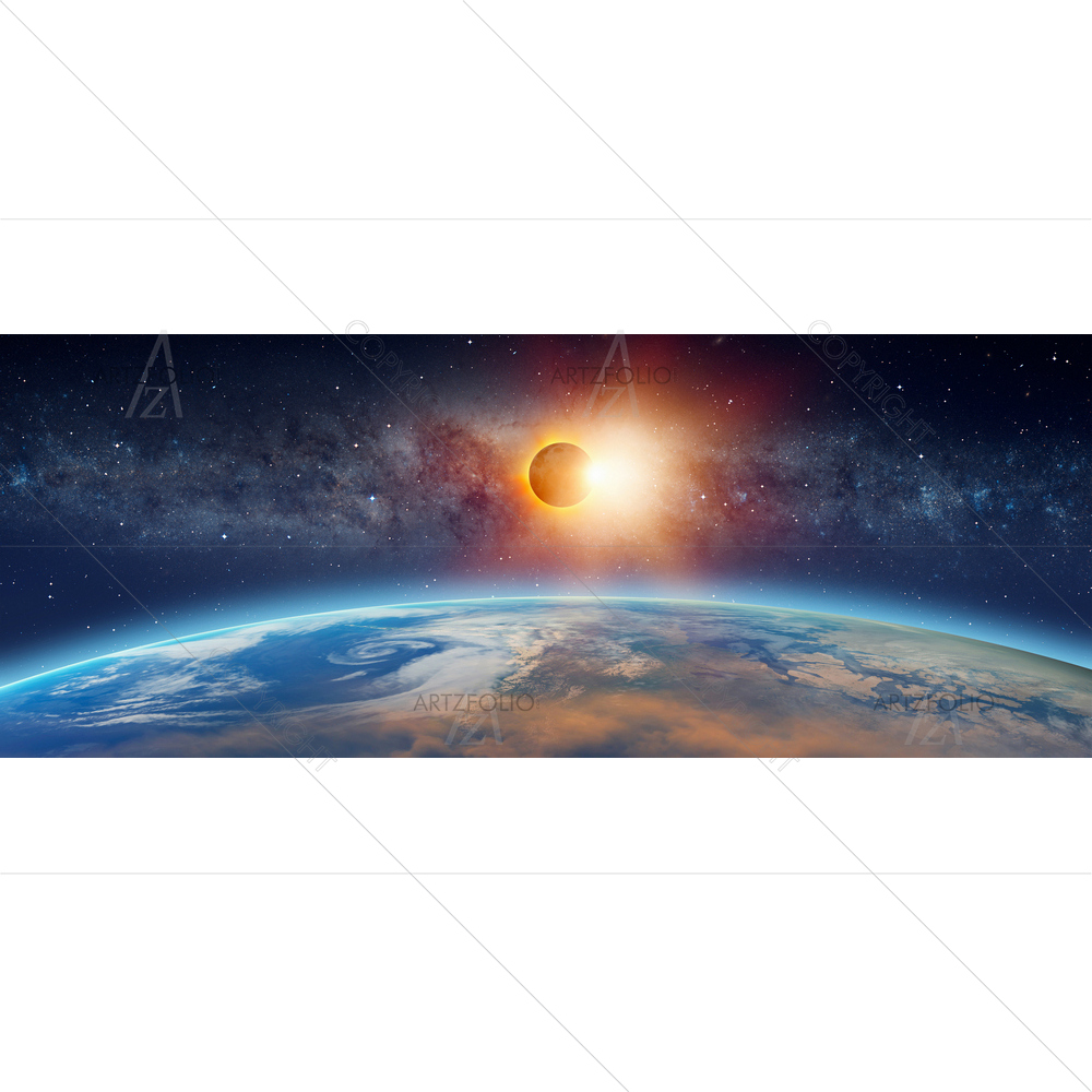 Solar Eclipse in Front of Milky Way Galaxy, NASA — Astronomy custom art by ArtzFolio