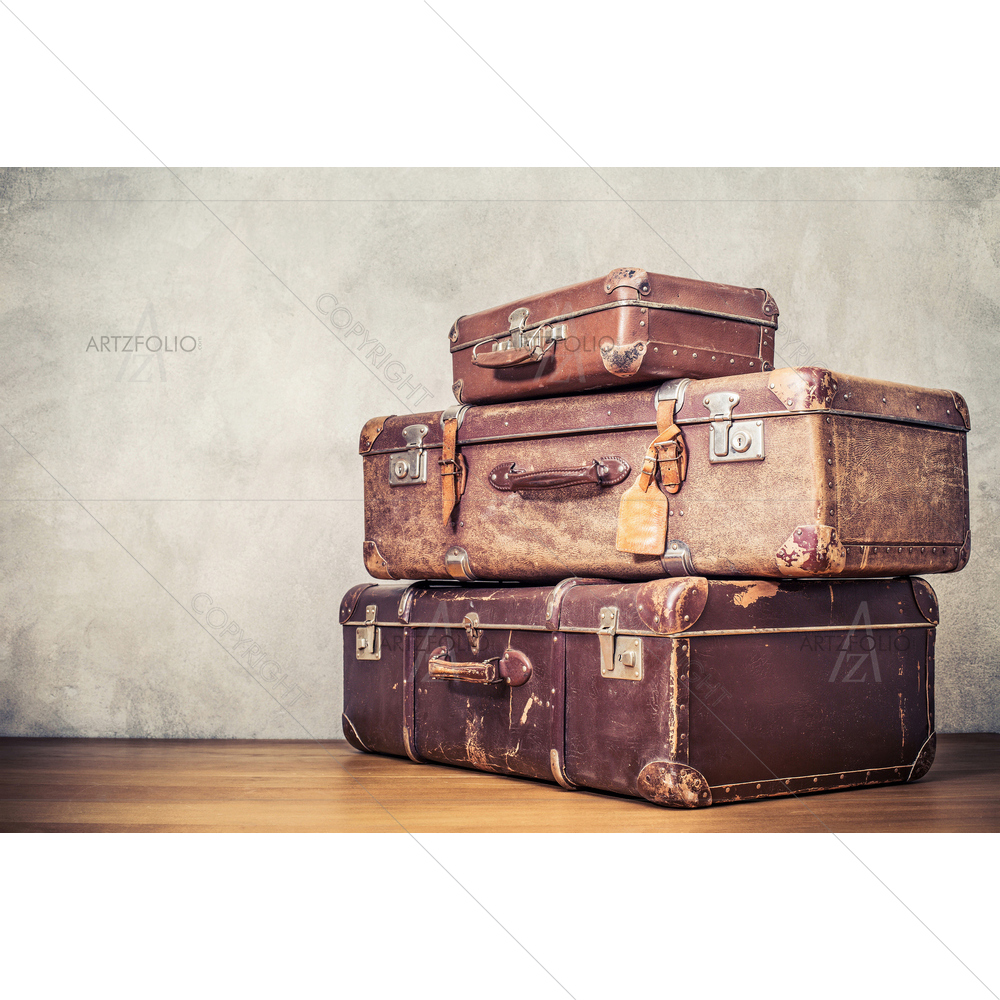 Retro Old Leather Suitcases — custom-size art design 5012814