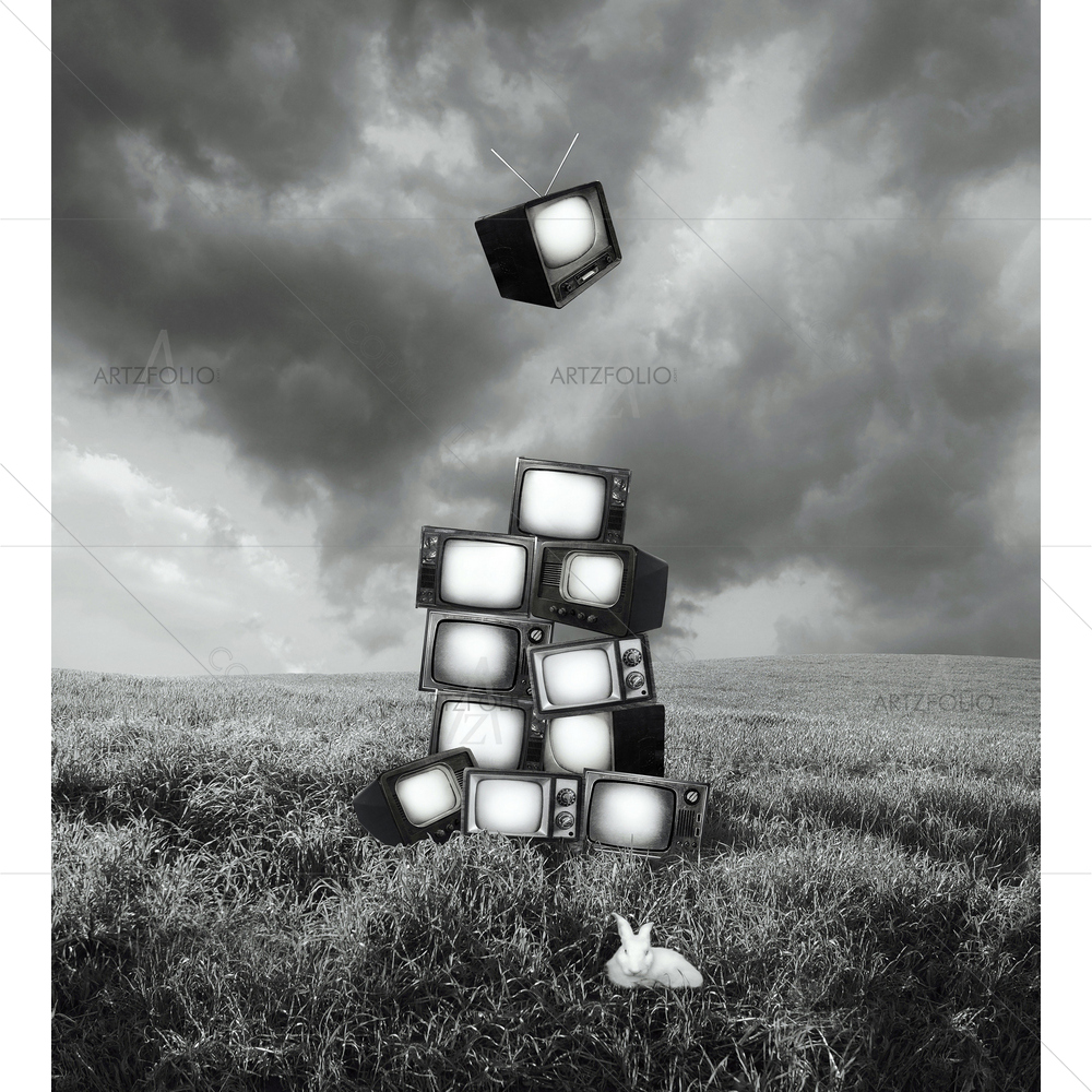 Monochrome Surreal Televisions — custom-size art design 5012828
