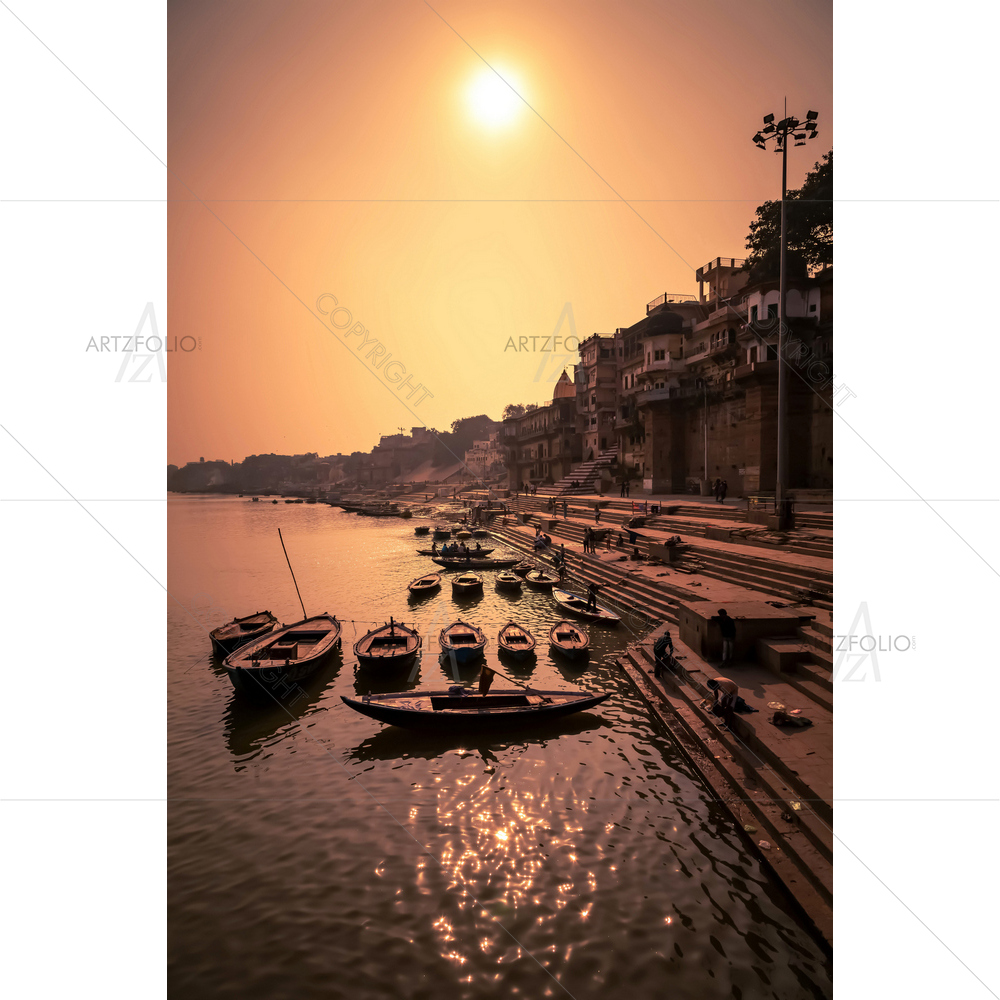Ganges River Ghats, Banaras, Uttar Pradesh — custom-size art design 5012837