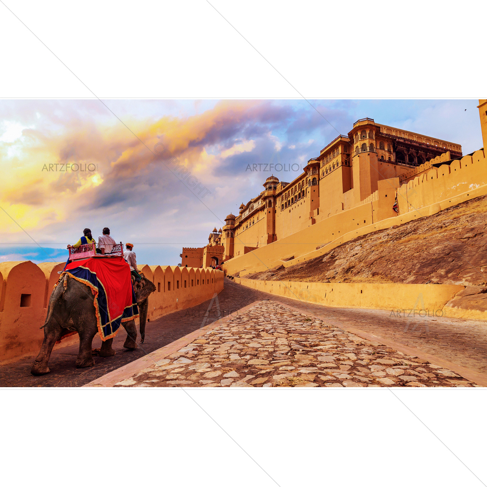Elephant Ride, Amer Fort, Jaipur, Rajasthan — custom-size art design 5012839