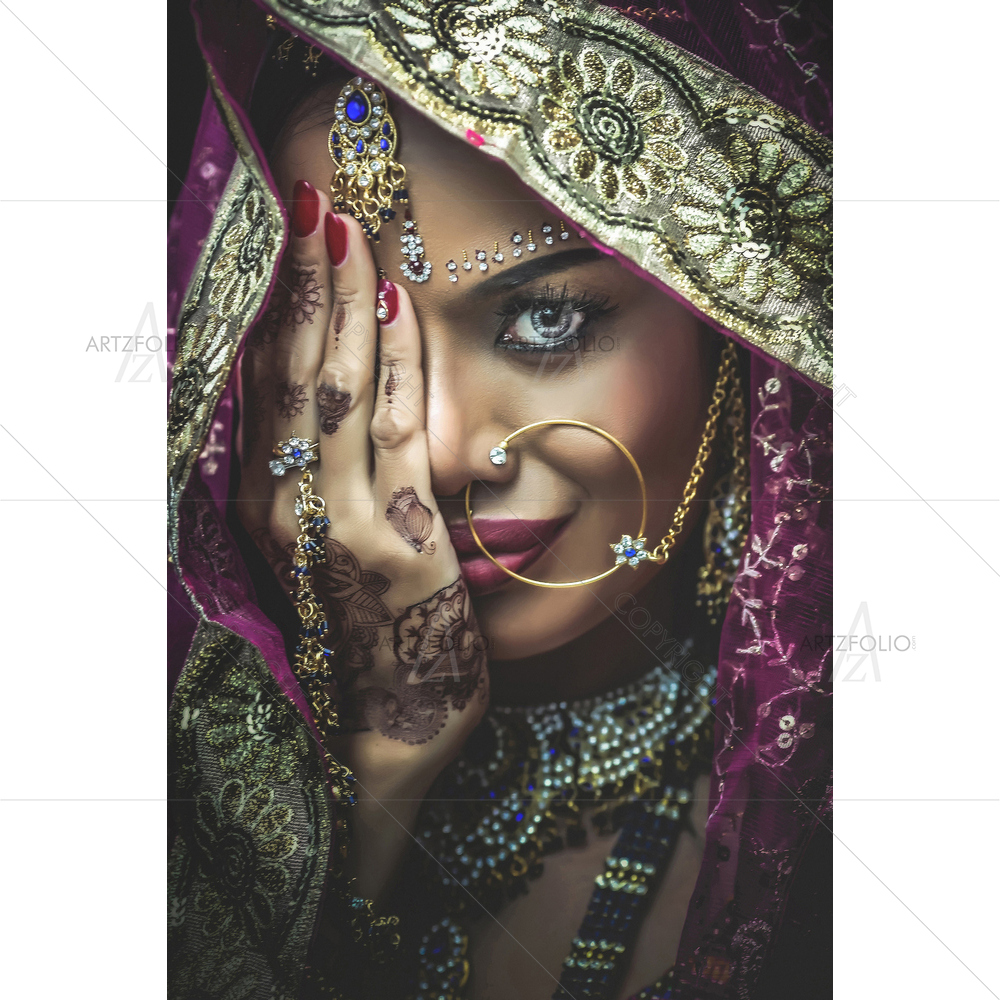 Indian Woman Portrait — Devotional custom art by ArtzFolio