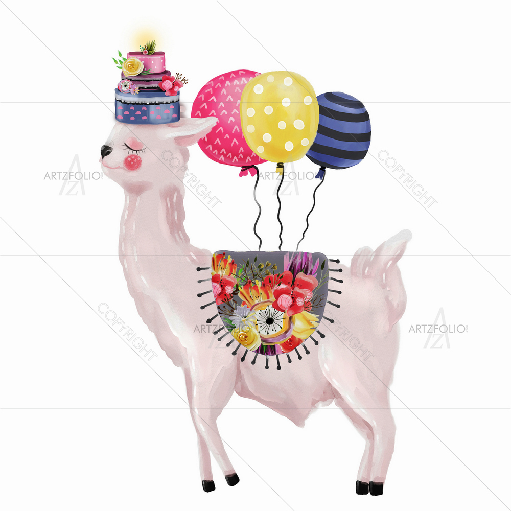 Watercolor Llama — custom-size art design 5012853