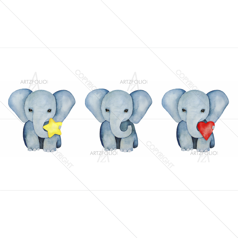 3 Baby Elephants — African custom art by ArtzFolio