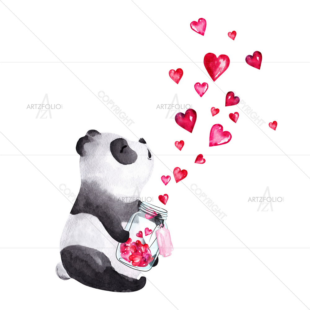 Panda Holding Glass Jar — custom-size art design 5012875