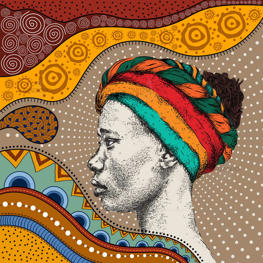 Black Woman In Turban D2 — custom-size art design 5012877