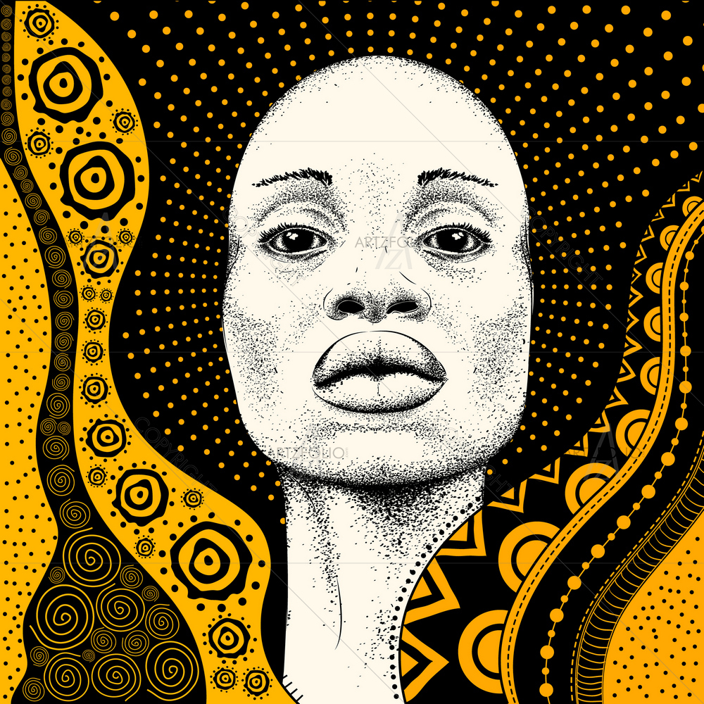 African Woman D3 — Botanical custom art by ArtzFolio