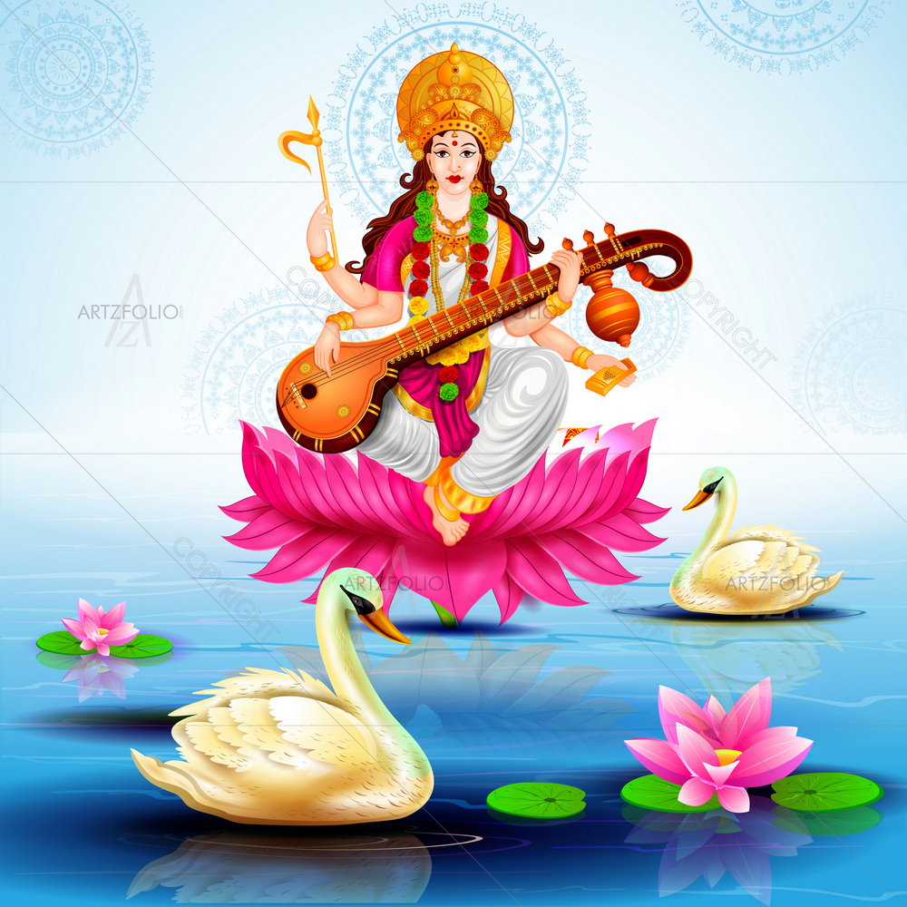 Goddess Saraswati, Vasant Panchami Festival D2 — custom-size art design 5012892