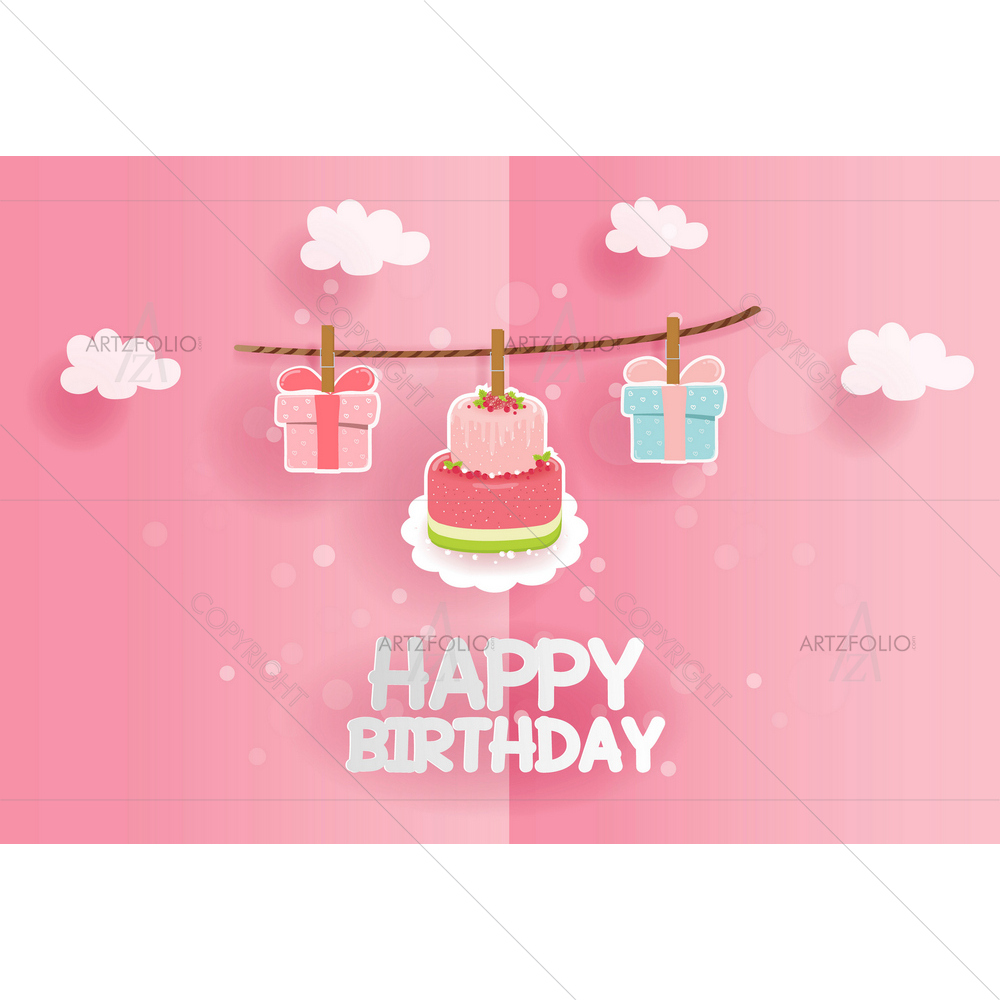 Birthday Cake and Cards Image — Birthday custom art by ArtzFolio