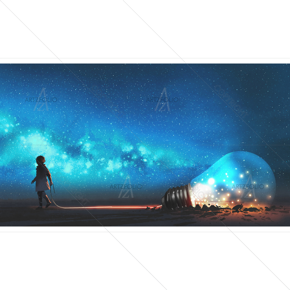 Boy Pulling Bulb Half Buried in Ground — custom-size art design 5012918