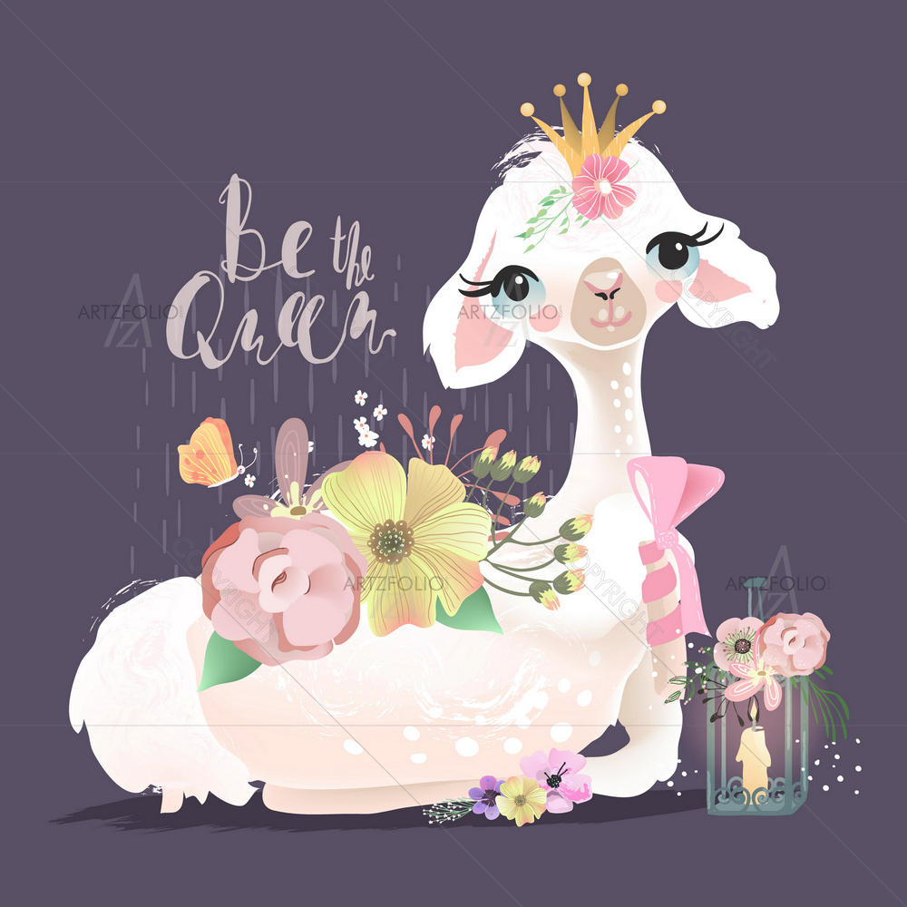 White llama D1 — custom-size art design 5012925