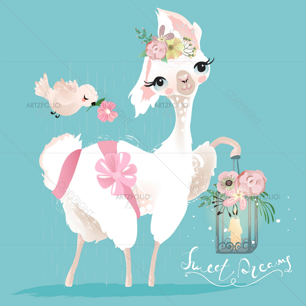 White llama D2 — custom-size art design 5012926