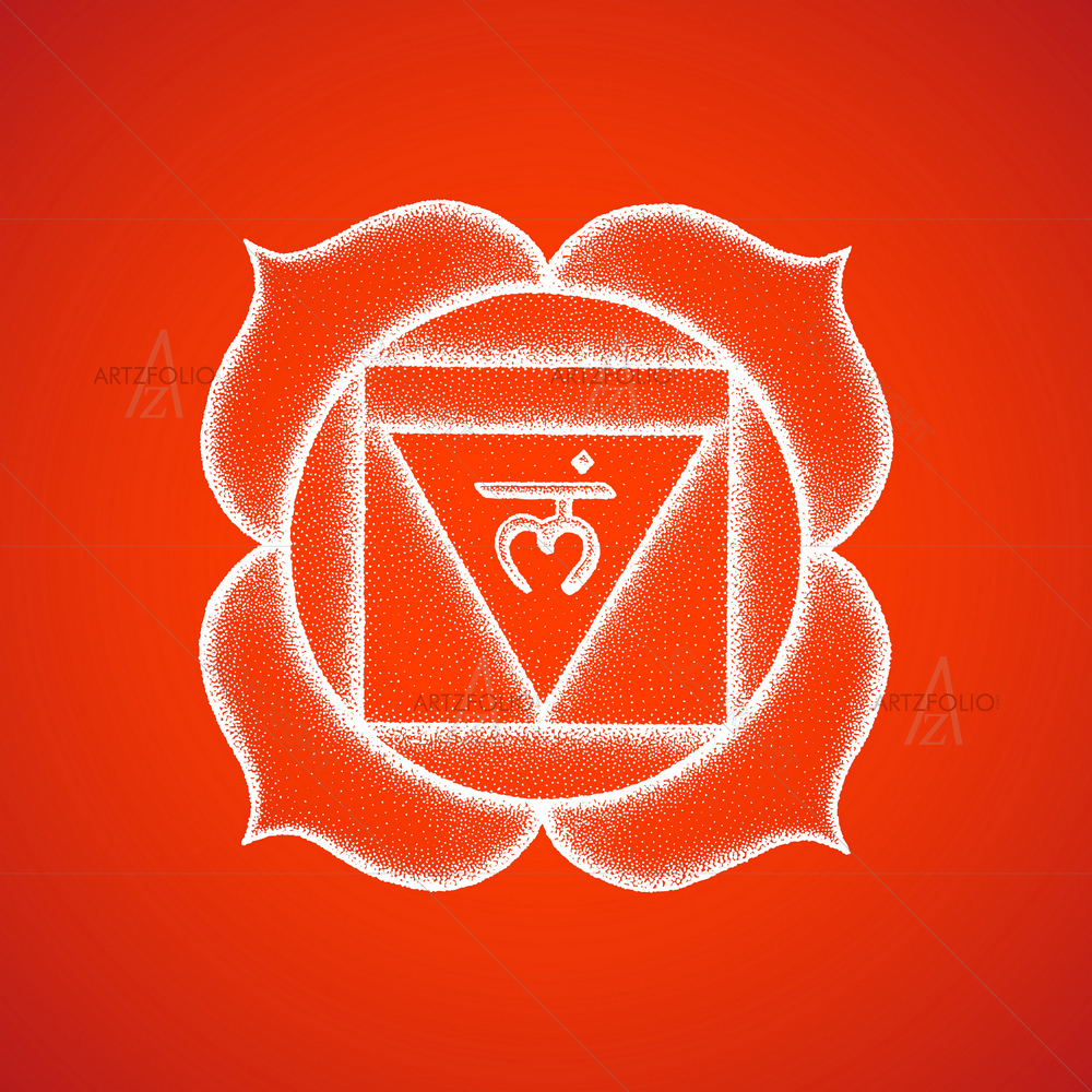 First Root Chakra Muladhara Sanskrit Mantra D2 — Devotional custom art by ArtzFolio