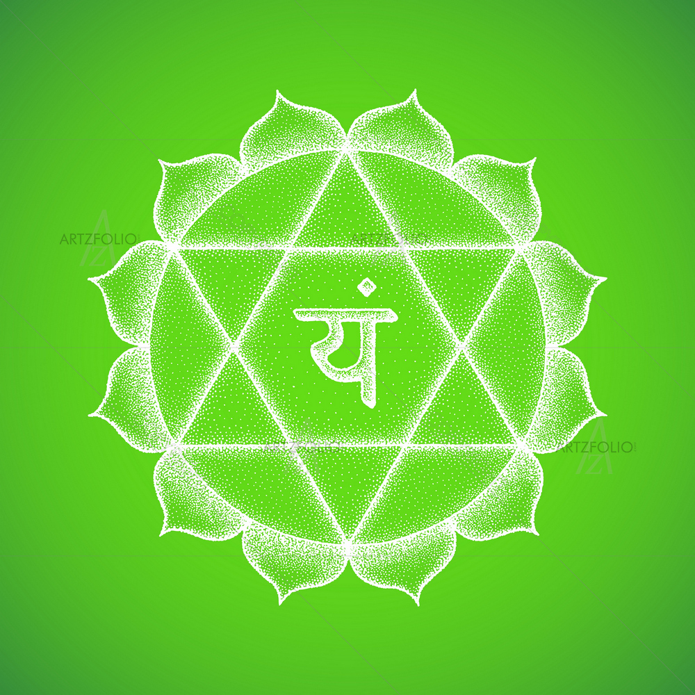Fourth Heart Anahata Chakra Sanskrit Mantra D2 — Devotional custom art by ArtzFolio
