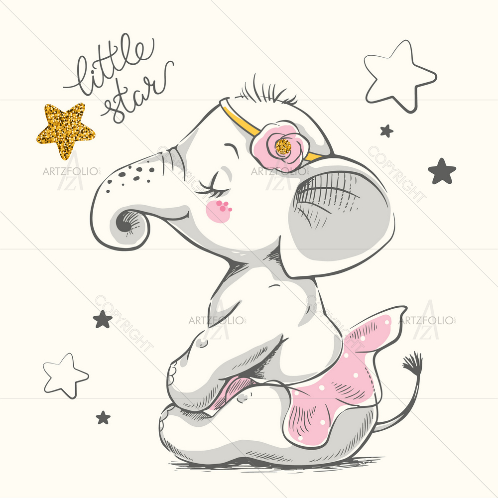 Cartoon Elephant Ballerina — custom-size art design 5012951