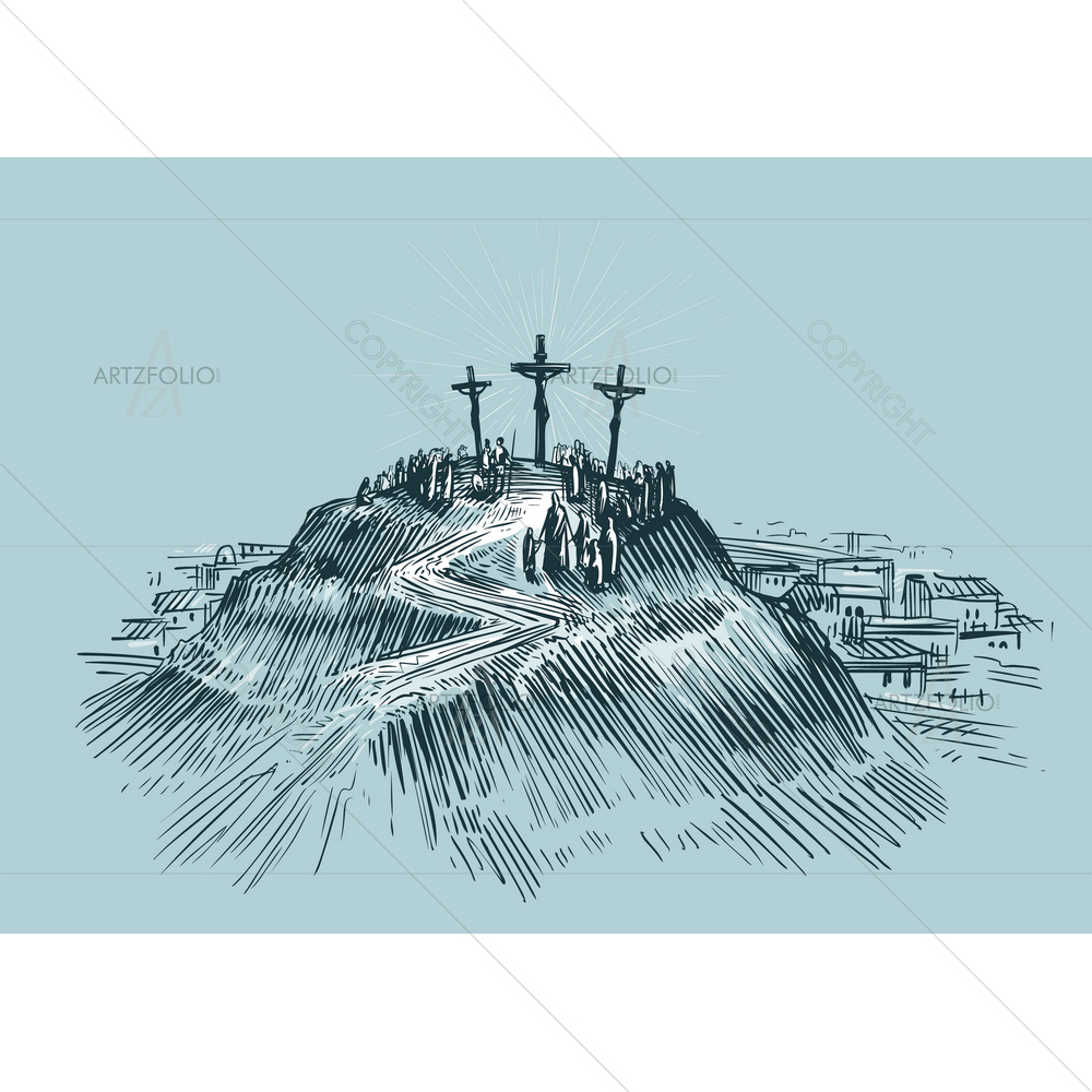 Jesus on Cross, Mount Golgotha — Devotional custom art by ArtzFolio