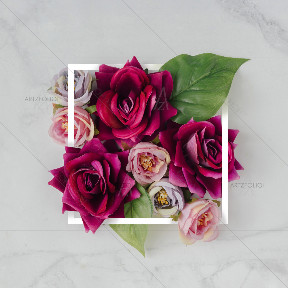 Flowers and White Frame — custom-size art design 5012956