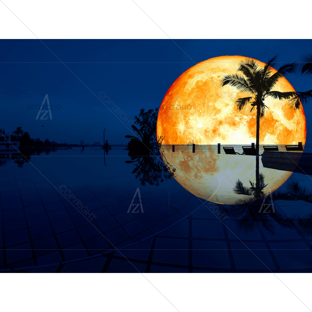 Super Full Blood Moon Reflection, NASA — custom-size art design 5012966
