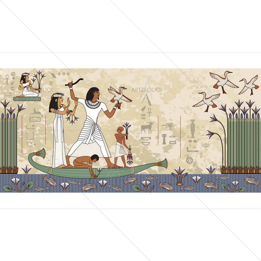 Murals with Egyptian Scene — African custom art by ArtzFolio