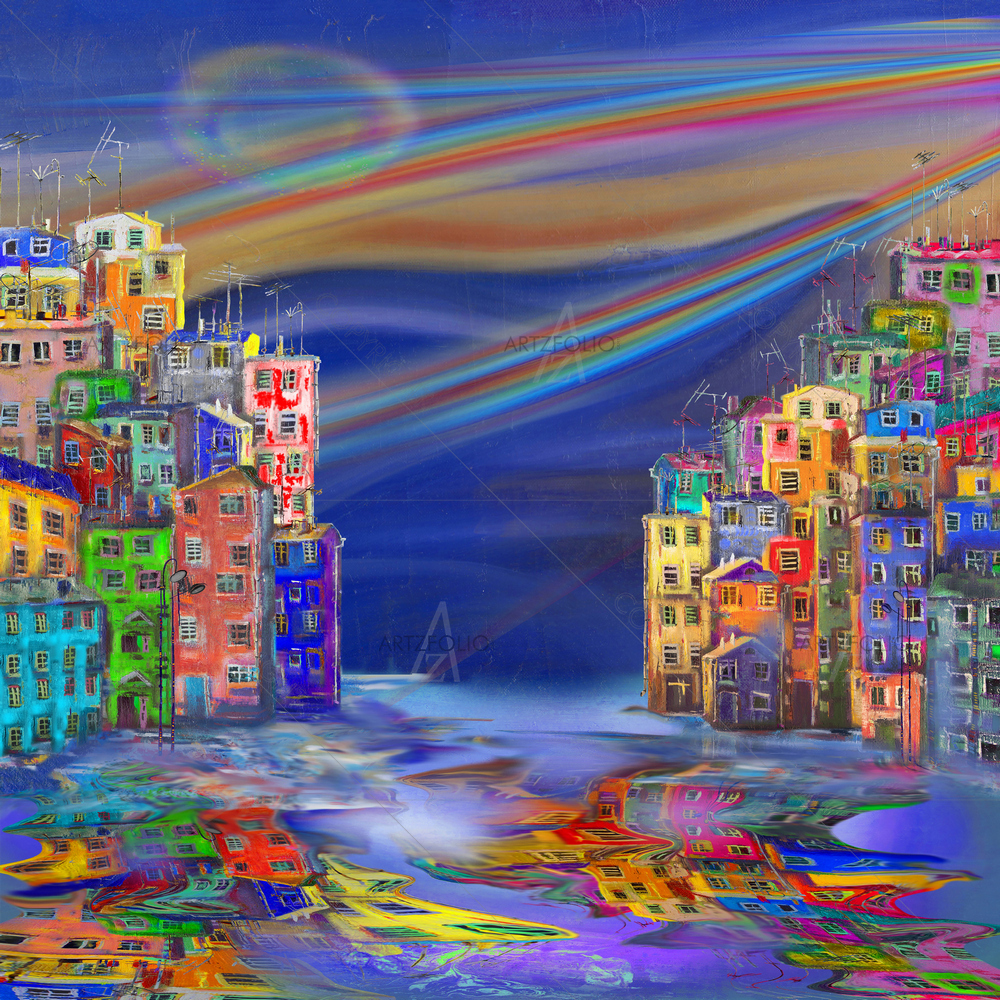 Town Near Sea D1 — Abstract custom art by ArtzFolio