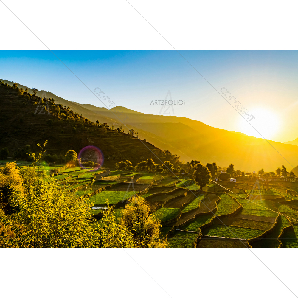 Himalayan Village, Garhwal, Uttarakhand — custom-size art design 5013004