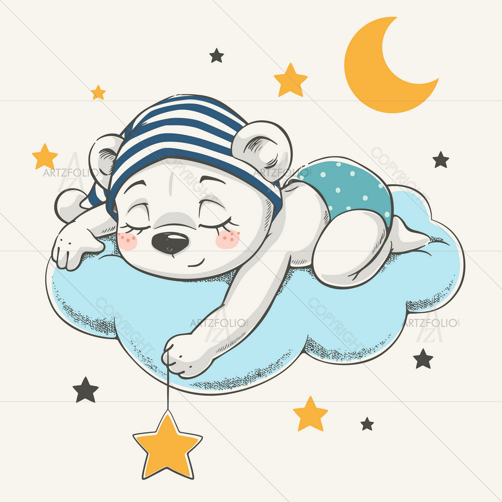 Cartoon Dreaming Bear — custom-size art design 5013005