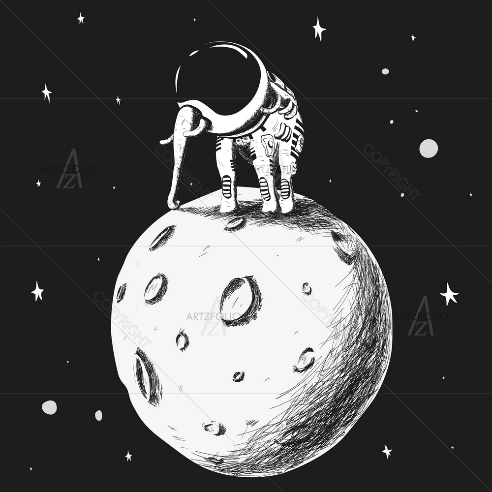 Elephant On Moon — custom-size art design 5013024