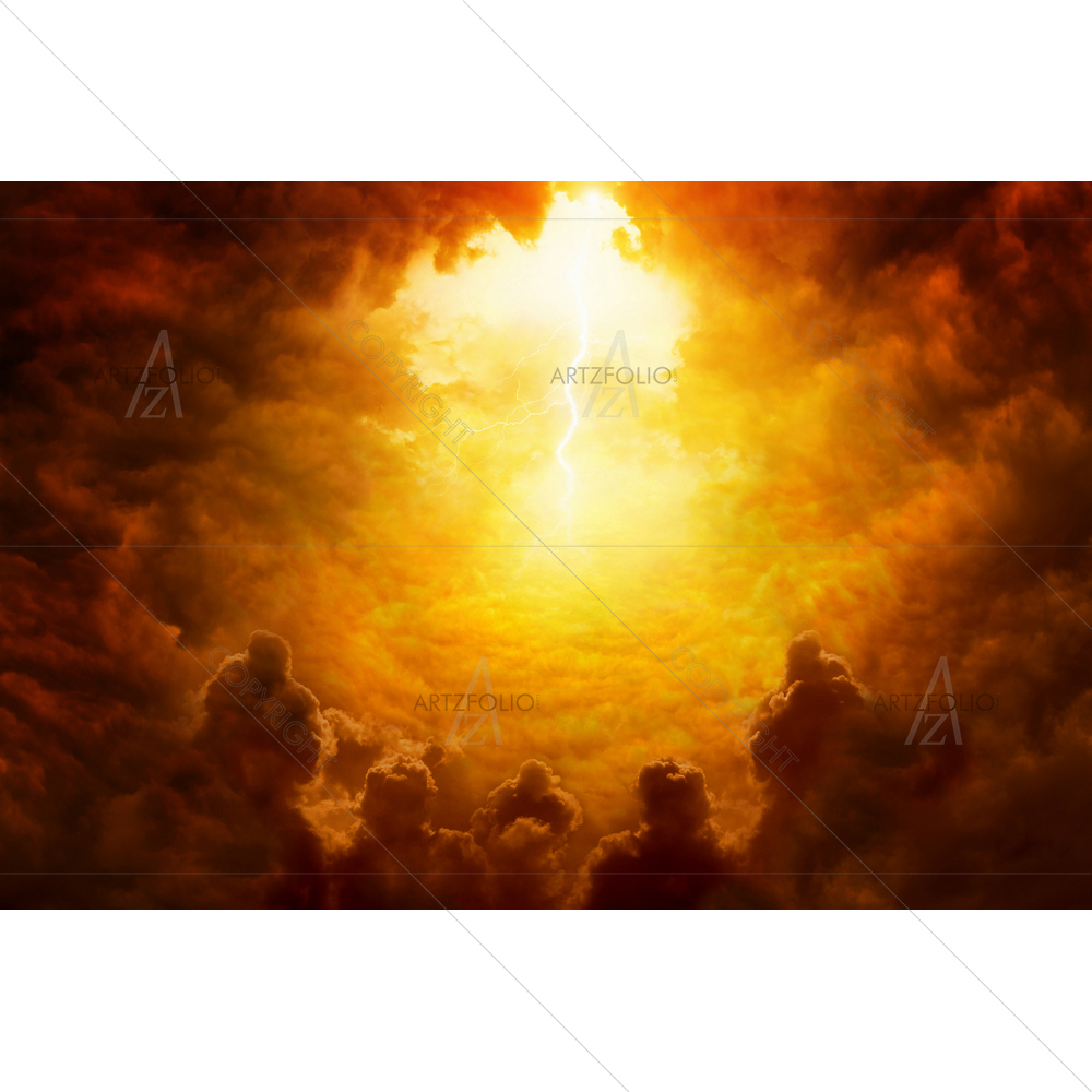 Lightnings in Red Apocalyptic Sky D2 — custom-size art design 5013031