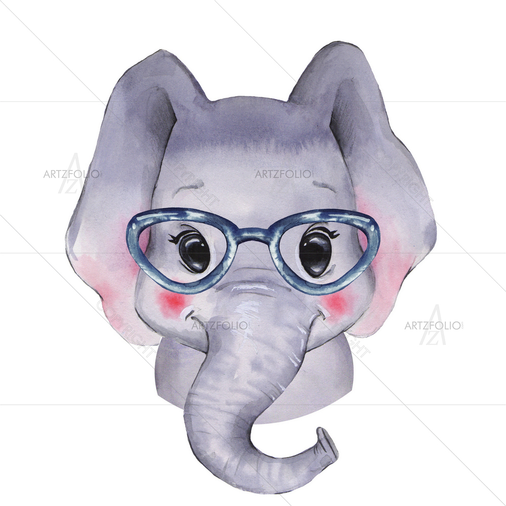 Watercolor Elephant Face — custom-size art design 5013033