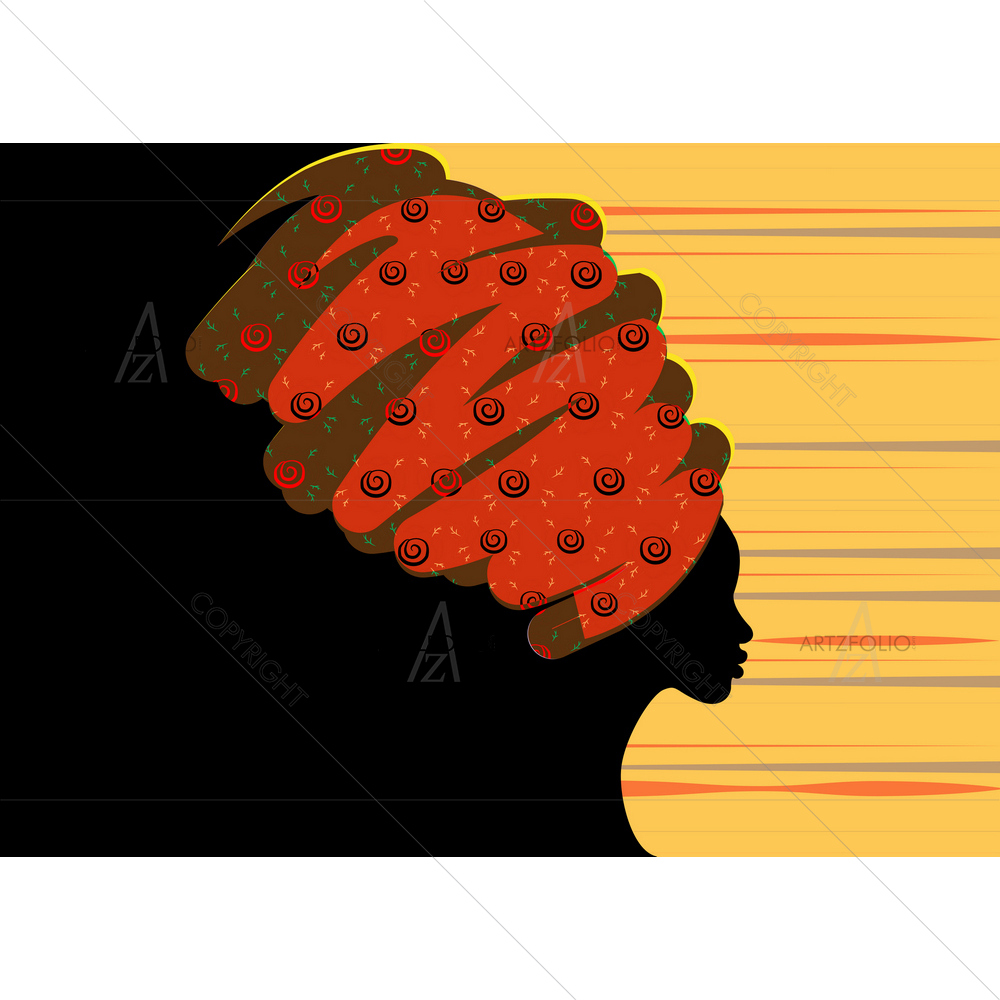 African Woman in Traditional Turban D1 — custom-size art design 5013037