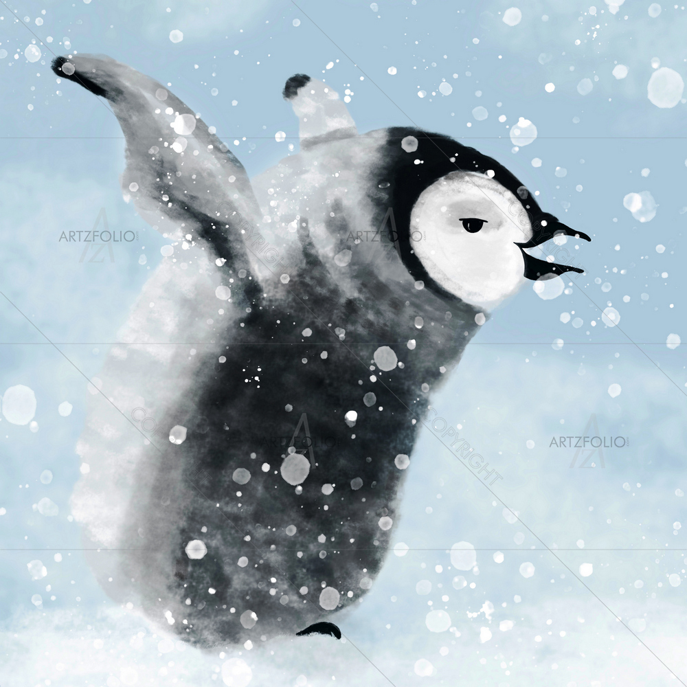 Baby Penguin In Snow — custom-size art design 5013040