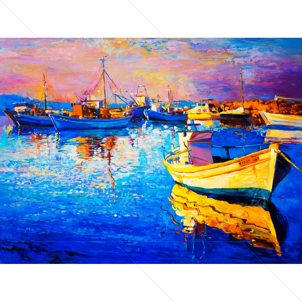Modern Art Boat — Abstract custom art by ArtzFolio