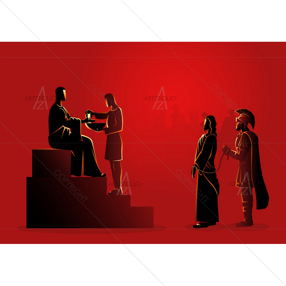 Way of Cross or Stations of Cross, First Station — Devotional custom art by ArtzFolio