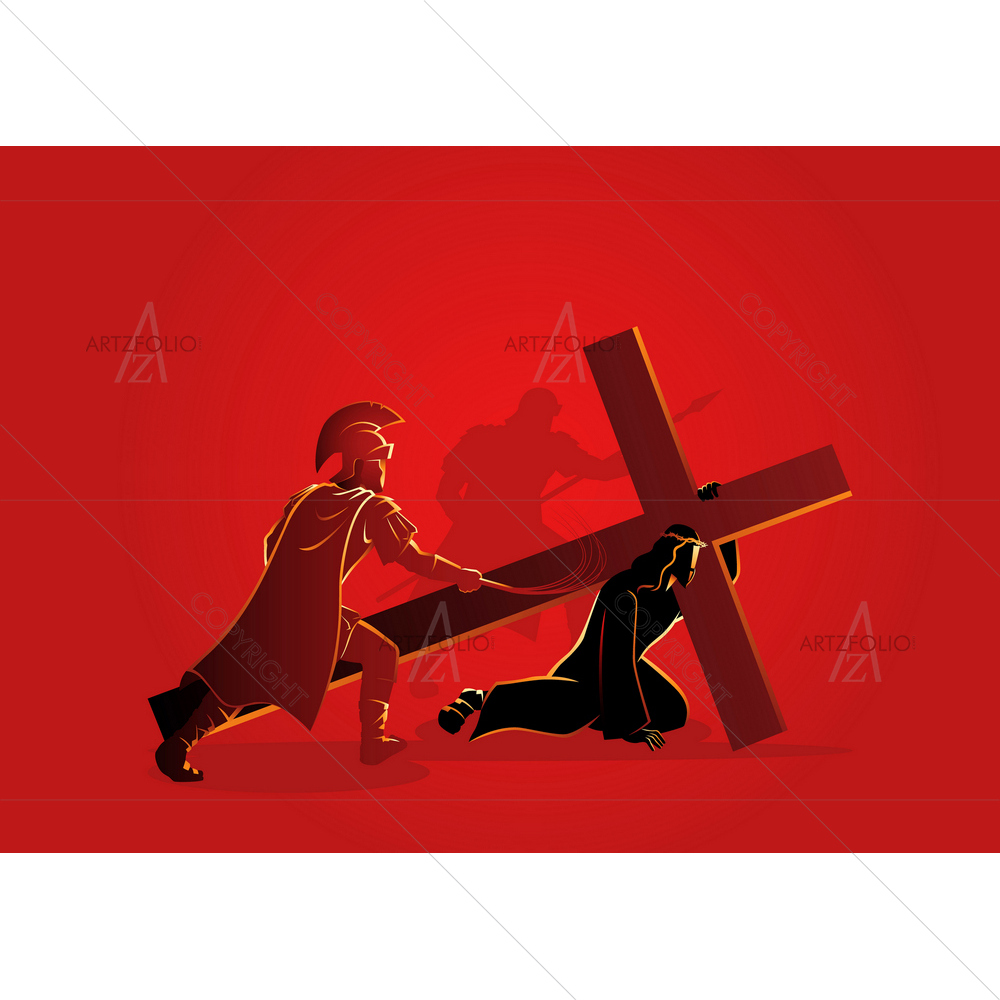 Way of Cross or Stations of Cross, Third Station — custom-size art design 5013061