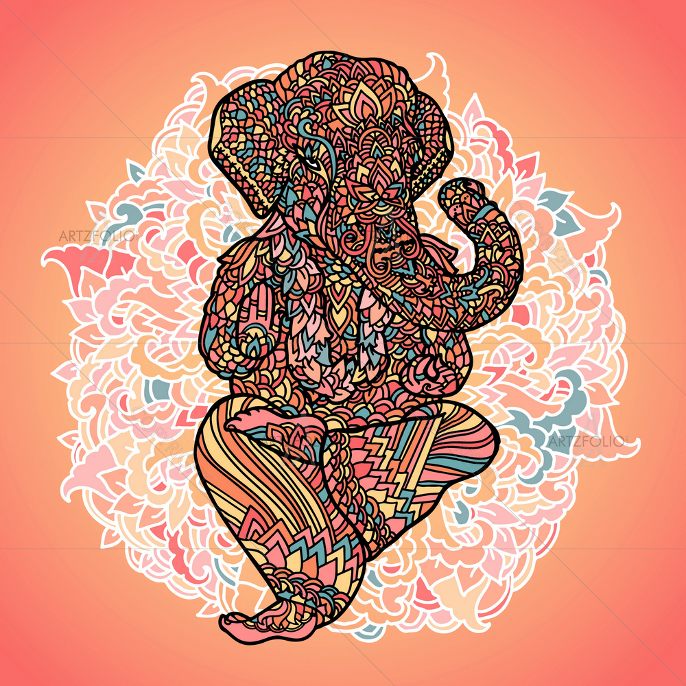 Hindu God Ganesha D29 — Devotional custom art by ArtzFolio