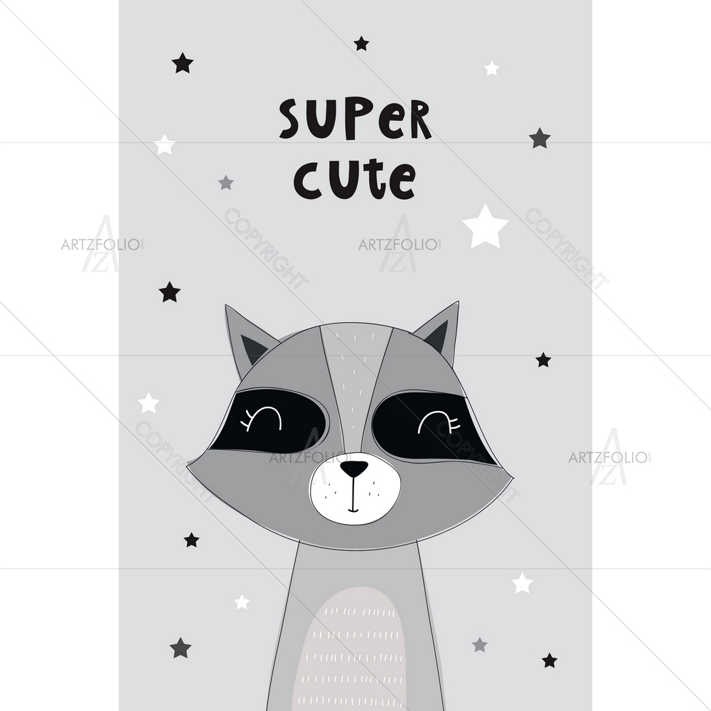 Cartoon Baby Raccoon — Animals custom art by ArtzFolio