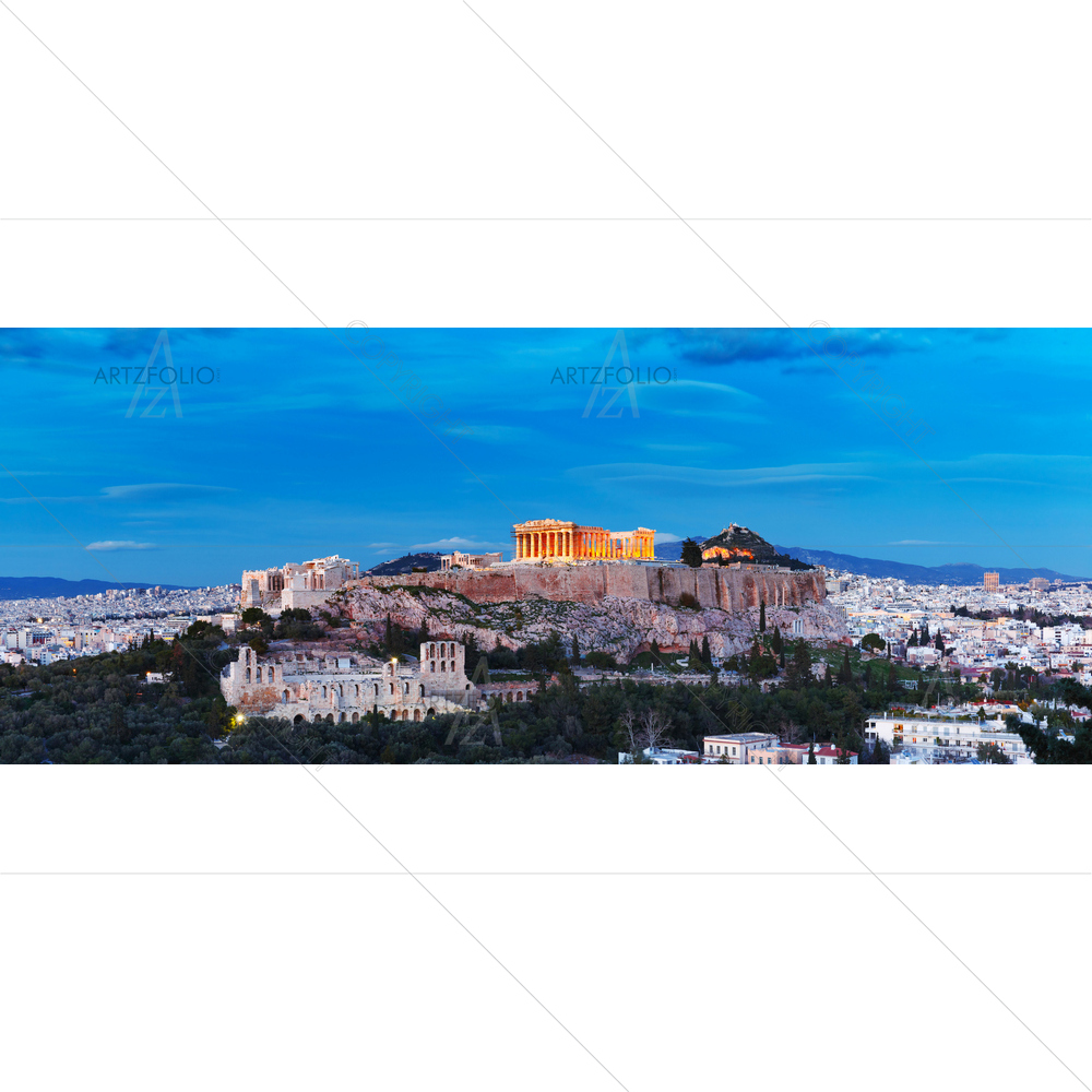 Acropolis Hills with Parthenon, Athens, Greece — Ancient custom art by ArtzFolio