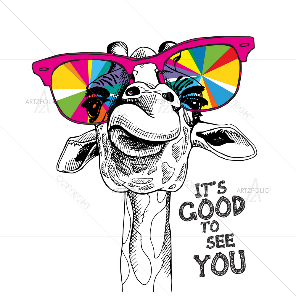 Giraffe in Glasses — African custom art by ArtzFolio