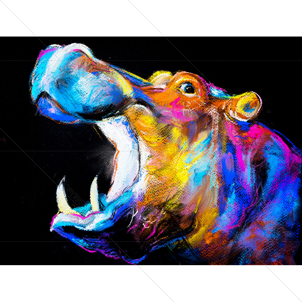 Colorful Hipopotamo — African custom art by ArtzFolio