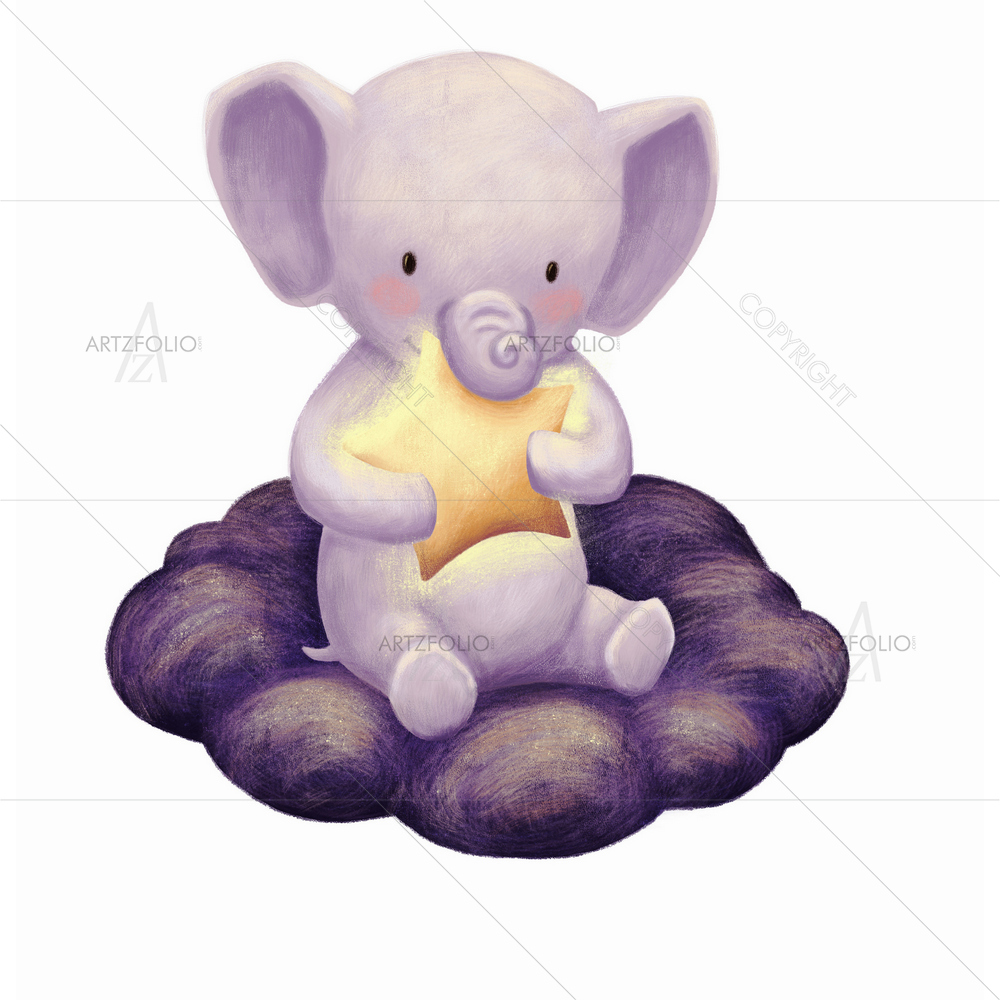 Elephant Seat on Cloud — Ancient custom art by ArtzFolio