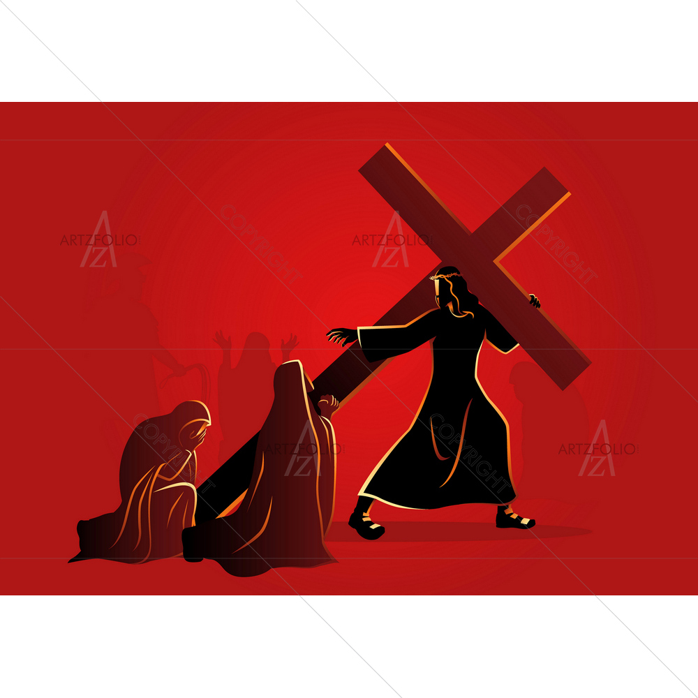 Way of Cross or Station of Cross, Eighth Station — Devotional custom art by ArtzFolio